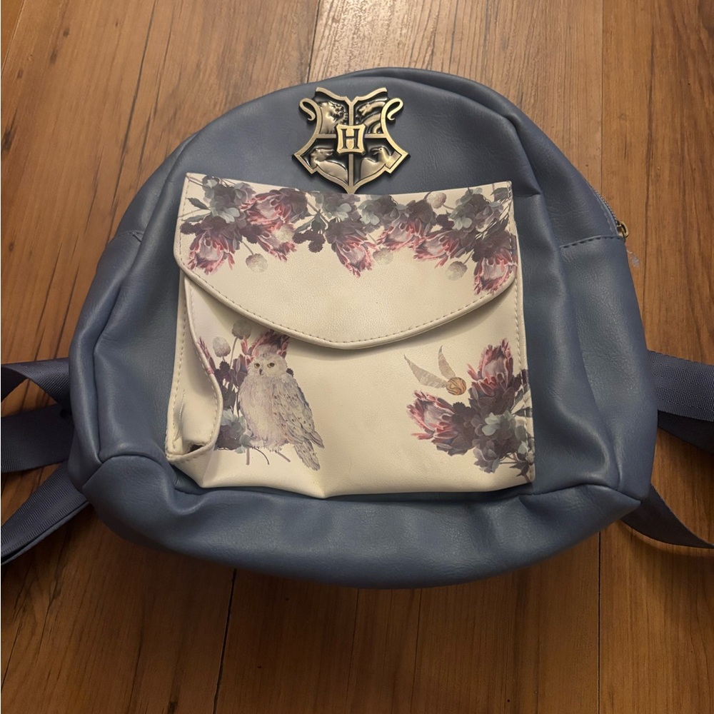 Blue Floral Owl Accent Backpack - Unbranded